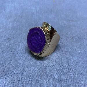 Gold Plated Purple Agate Statement Ring